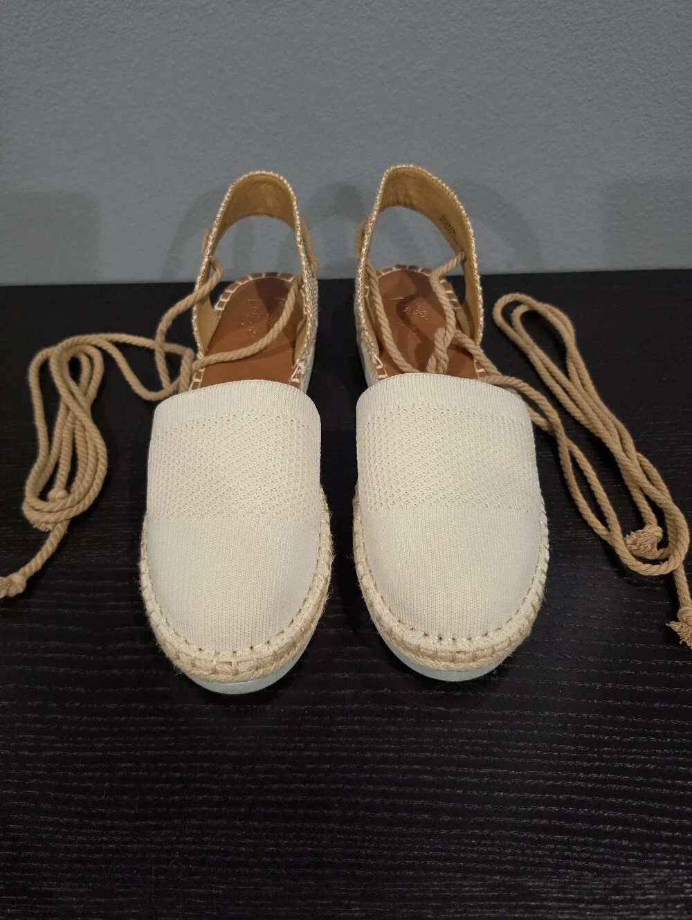 CROWN VINTAGE Brialle Ankle-Tie Espadrilles - Cream Summer Vacation Sandals